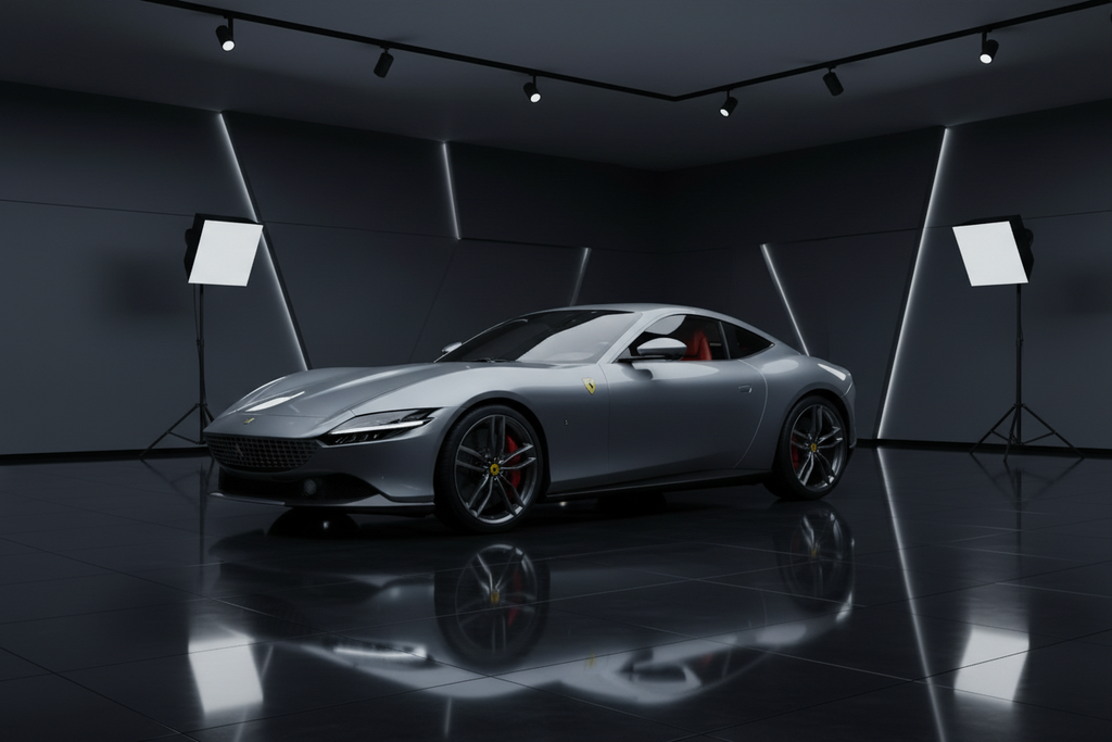 2021 Grey Ferrari Roma with Red Interior - View 2
