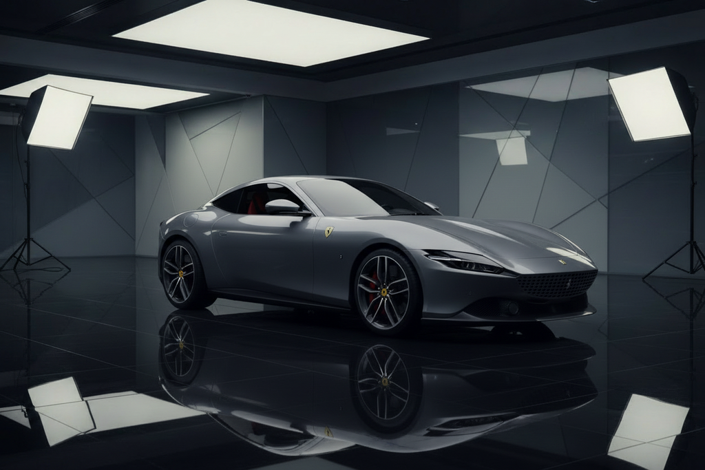2021 Grey Ferrari Roma with Red Interior - View 3