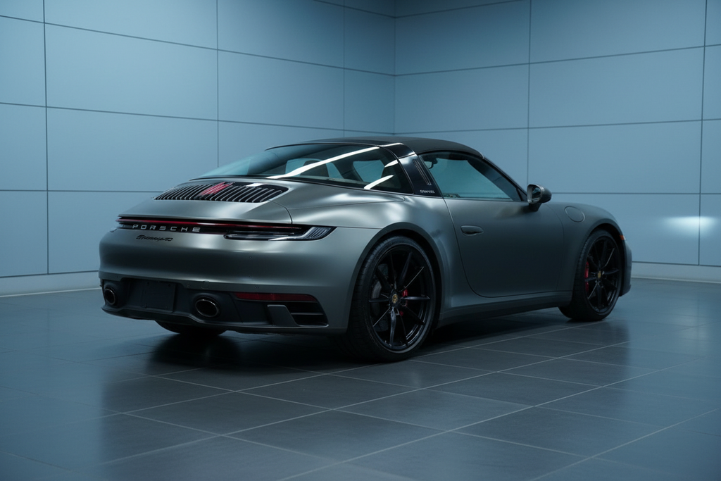 2021 Grey Porsche 911 Targa - Rear Three-Quarter