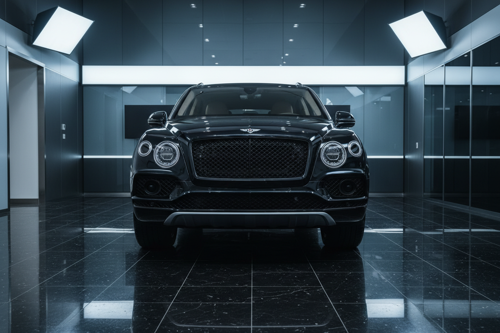 Black Bentley Bentayga - Low Front Angle