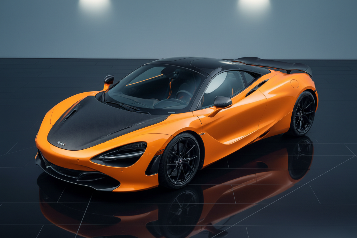 Blaze Orange McLaren 720S Black Wheels - High Angle
