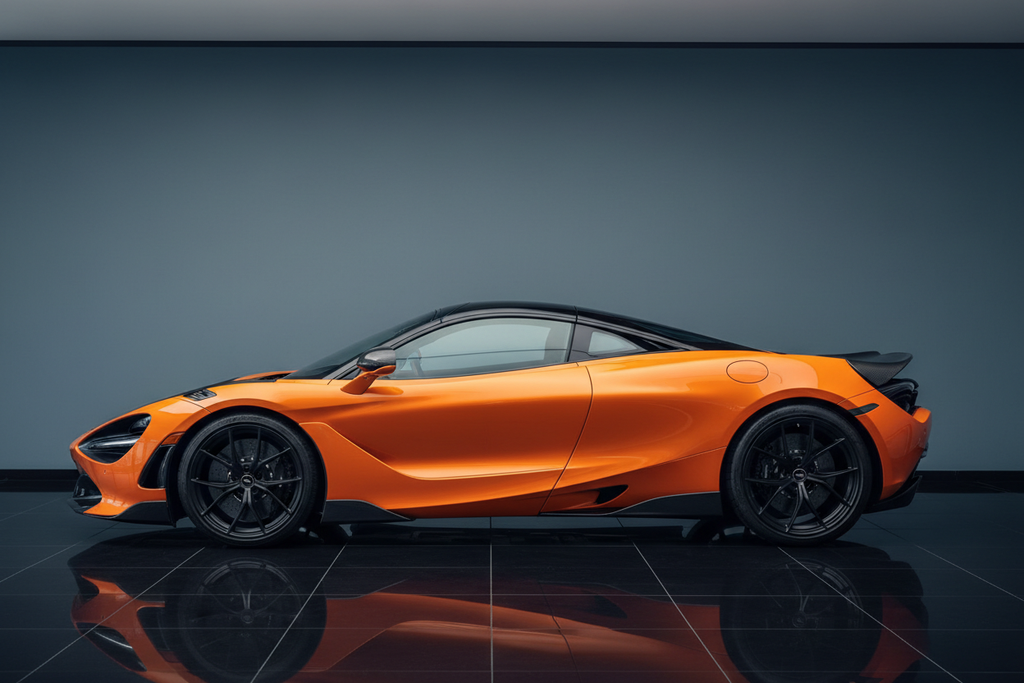 Blaze Orange McLaren 720S Black Wheels - Side