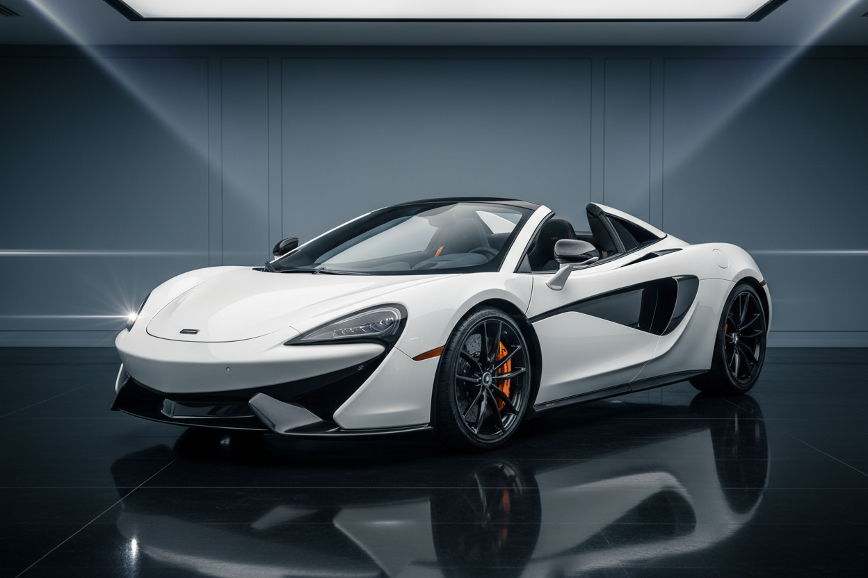 White McLaren 570S - Black Wheels Orange Calipers - Front