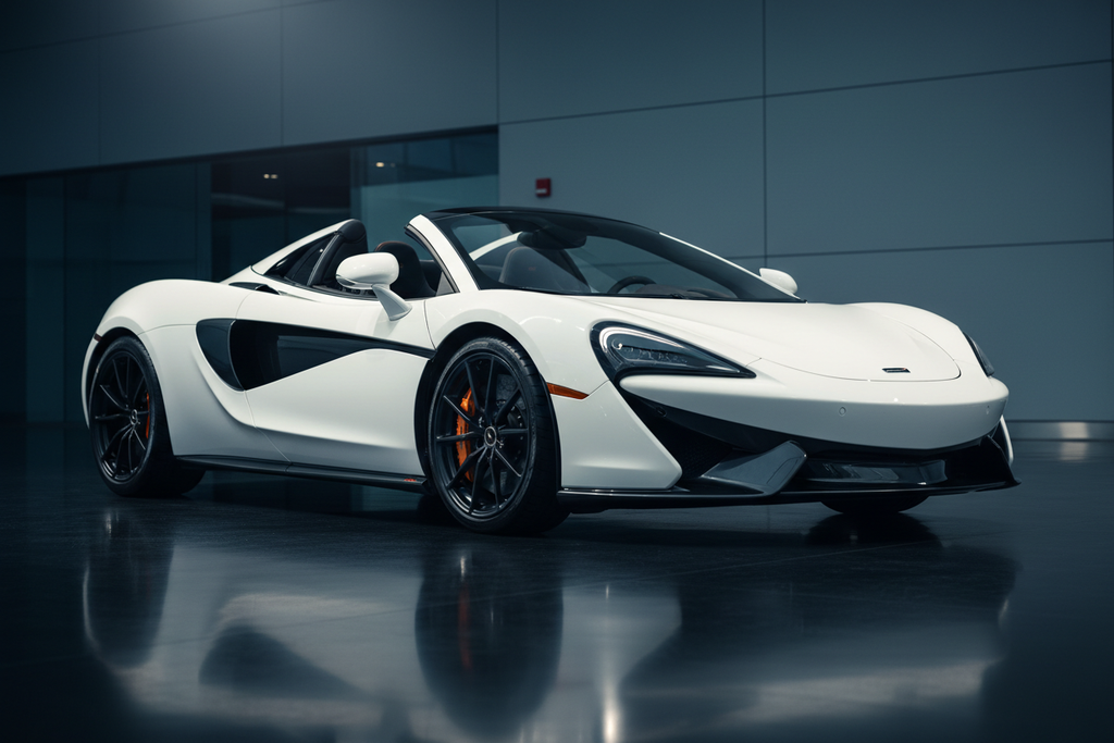 White McLaren 570S - Black Wheels Orange Calipers - Low Front