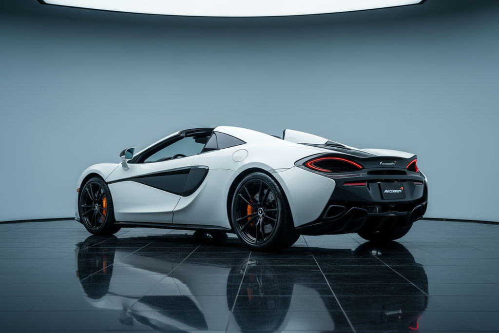 White McLaren 570S - Black Wheels Orange Calipers - Rear